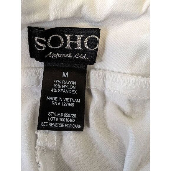 SOHO Apparel Ltd. White Pants Off Side Front Pockets with Ties Belt Women's Size - Picture 5 of 6